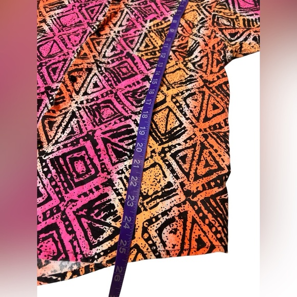 Vintage 90s Island Native Hawaiian Aztec Print Short Sleeve Button Up Shirt Neon - Picture 4 of 8
